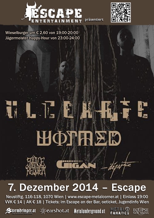 Ulcerate, Wormed, Solace Of Requiem, Gigan, Départe